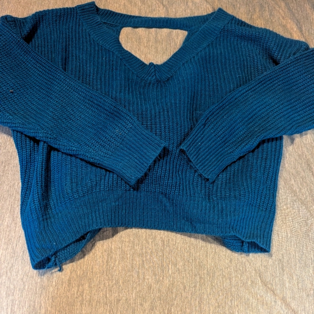 SHEIN Deep Blue V-Neck Sweater